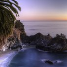 Pacific Falls and McKay Cove at sunset, Big Sur